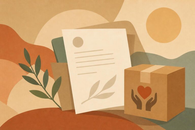Abstract editorial illustration of a humanitarian truce proposal, aid, and peace.
